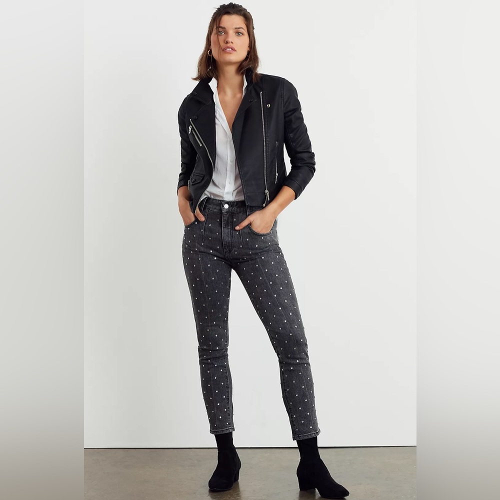 Anthropologie x Pilcro Ultra High-Rise Beaded Straight Jeans - size 30 NWT